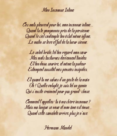 Le poème en image: Mon Inconnue Intime