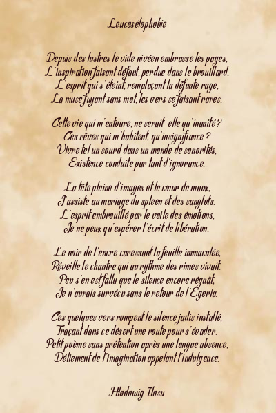 Le poème en image: Leucosélophobie