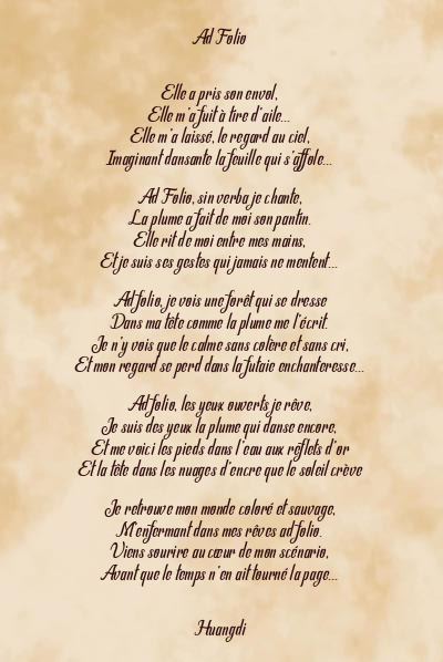 Le poème en image: Ad Folio