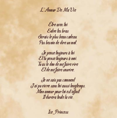 Le poème en image: L’amour De Ma Vie