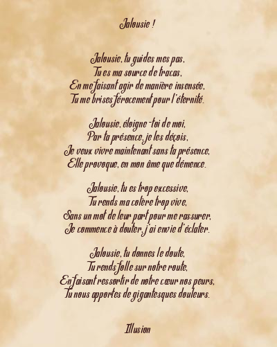 Le poème en image: Jalousie !