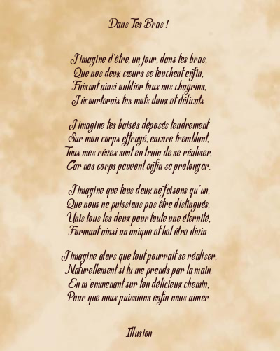 Le poème en image: Dans Tes Bras !
