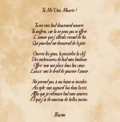 Le poème en image: Tu Me Vois Mourir !