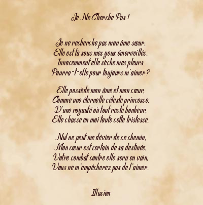 Le poème en image: Je Ne Cherche Pas !