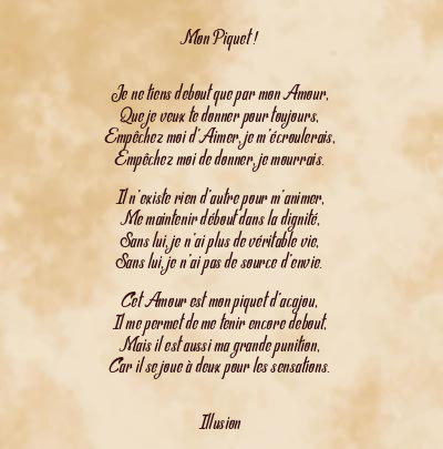 Le poème en image: Mon Piquet !