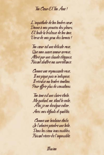 Le poème en image: Ton Cœur Et Ton Âme !