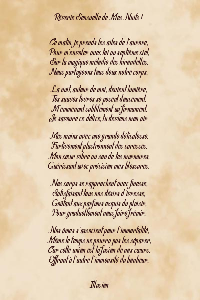 Le poème en image: Rêverie Sensuelle De Mes Nuits !