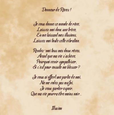 Le poème en image: Donneur De Rêves !
