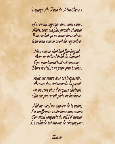Le poème en image: Voyage Au Fond De Mon Cœur !