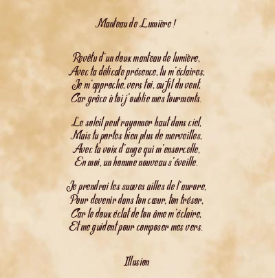 Le poème en image: Manteau De Lumière !