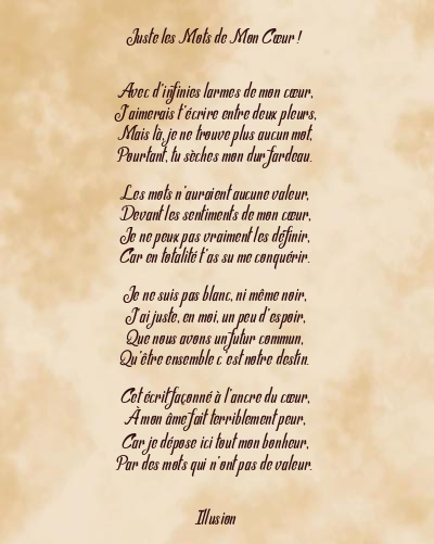 Le poème en image: Juste Les Mots De Mon Cœur !