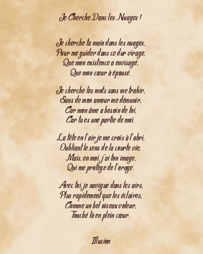 Le poème en image: Je Cherche Dans Les Nuages !