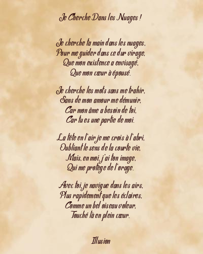 Le poème en image: Je Cherche Dans Les Nuages !