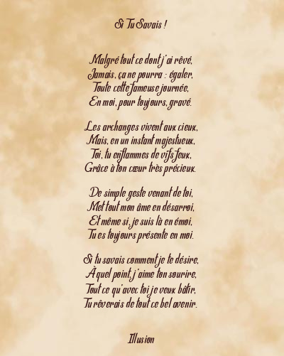 Le poème en image: Si Tu Savais !