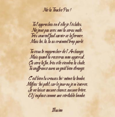 Le poème en image: Ne La Touche Pas !
