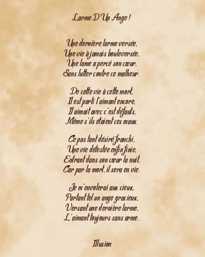Le poème en image: Larme D’un Ange !