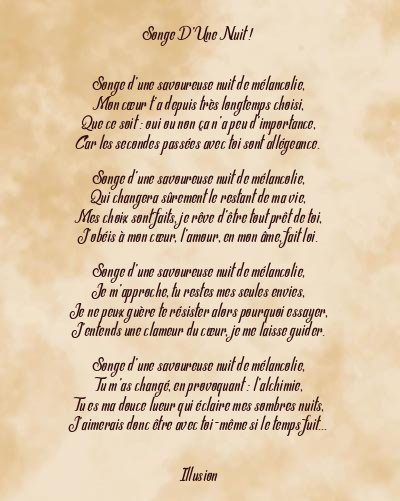 Le poème en image: Songe D’une Nuit !