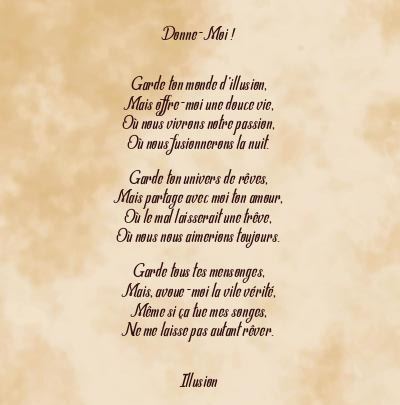 Le poème en image: Donne-Moi !
