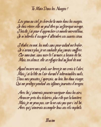 Le poème en image: Ta Main Dans Les Nuages !