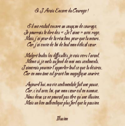 Le poème en image: Si J’avais Encore Du Courage !