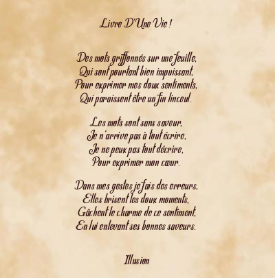 Le poème en image: Livre D’une Vie !