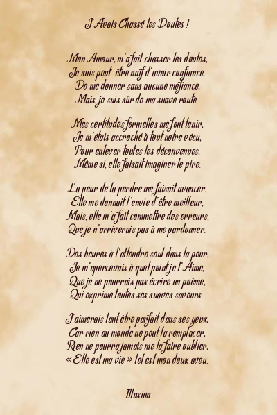 Le poème en image: J’avais Chassé Les Doutes !