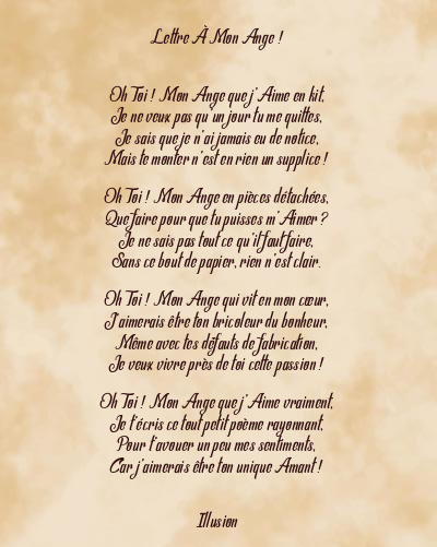 Le poème en image: Lettre À Mon Ange !