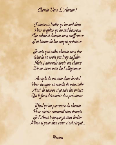 Le poème en image: Chemin Vers L’amour !