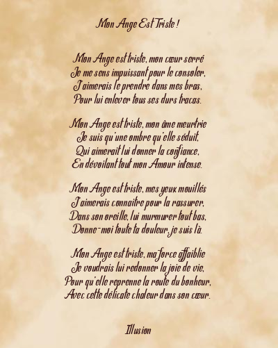 Le poème en image: Mon Ange Est Triste !