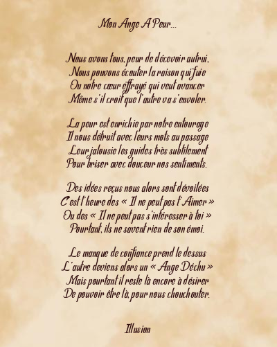 Le poème en image: Mon Ange A Peur…