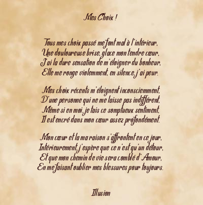 Le poème en image: Mes Choix !