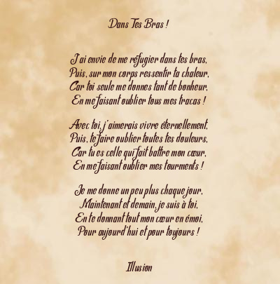 Le poème en image: Dans Tes Bras !