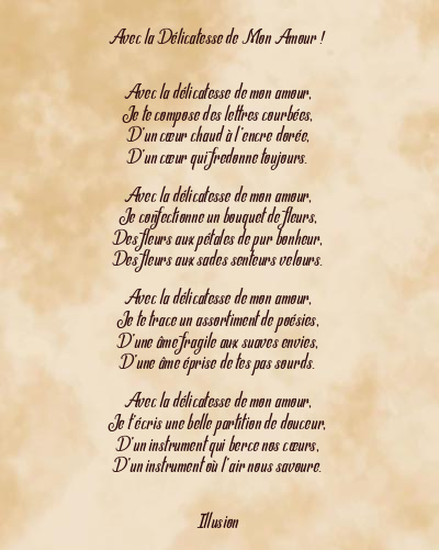 Le poème en image: Avec La Délicatesse De Mon Amour !