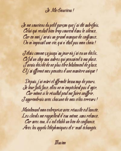Le poème en image: Je Me Souviens !