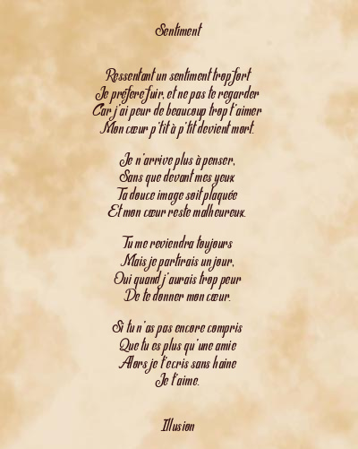 Le poème en image: Sentiment
