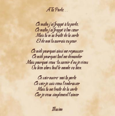 Le poème en image: A Ta Porte. . .