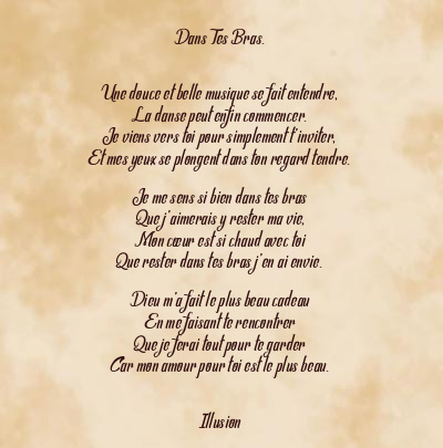 Le poème en image: Dans Tes Bras.