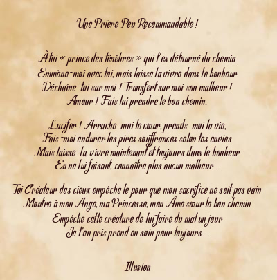 Le poème en image: Une Prière Peu Recommandable !