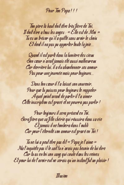 Le poème en image: Pour Ton Papa ! ! !