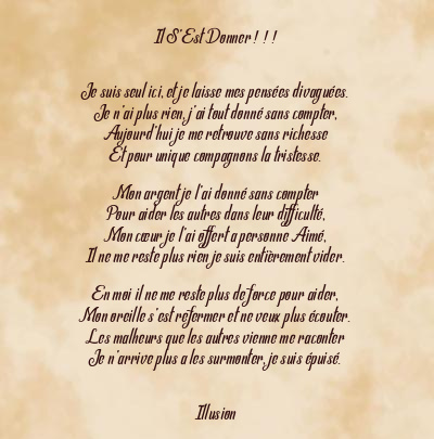 Le poème en image: Il S’est Donner ! ! !
