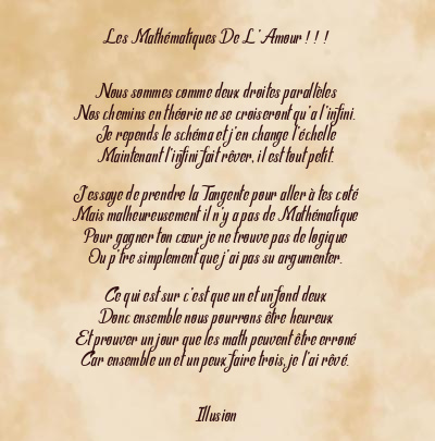 Le poème en image: Les Mathématiques De L’amour ! ! !