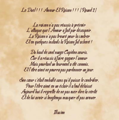 Le poème en image: Le Duel ! ! ! Amour Et Raison ! ! ! [Round 2]