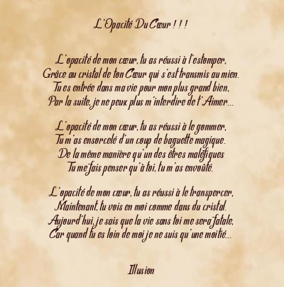 Le poème en image: L’opacité Du Cœur ! ! !