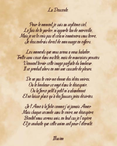Le poème en image: La Descente.