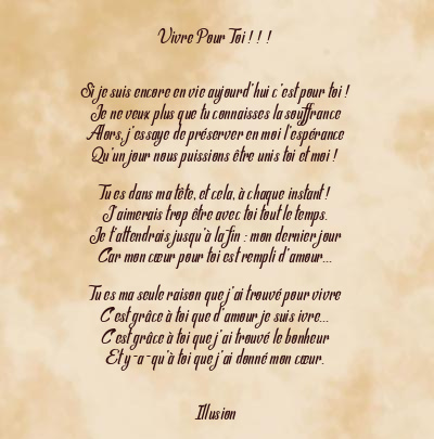 Le poème en image: Vivre Pour Toi ! ! !