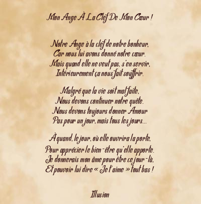 Le poème en image: Mon Ange À La Clef De Mon Cœur !