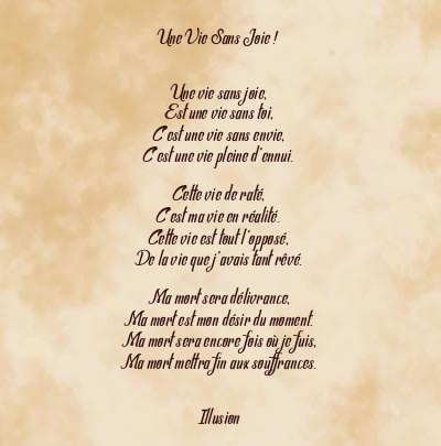 Le poème en image: Une Vie Sans Joie !