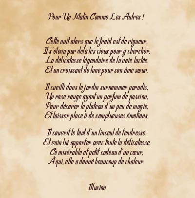 Le poème en image: Pour Un Matin Comme Les Autres !