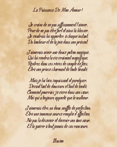 Le poème en image: La Puissance De Mon Amour !