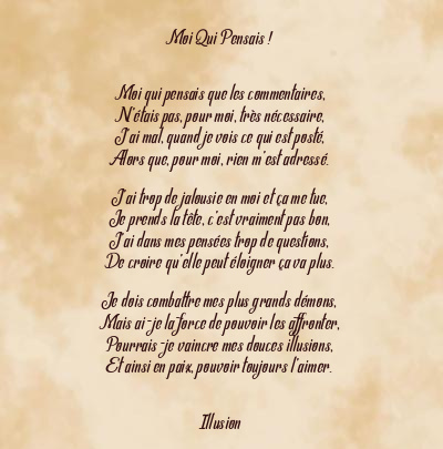 Le poème en image: Moi Qui Pensais !
